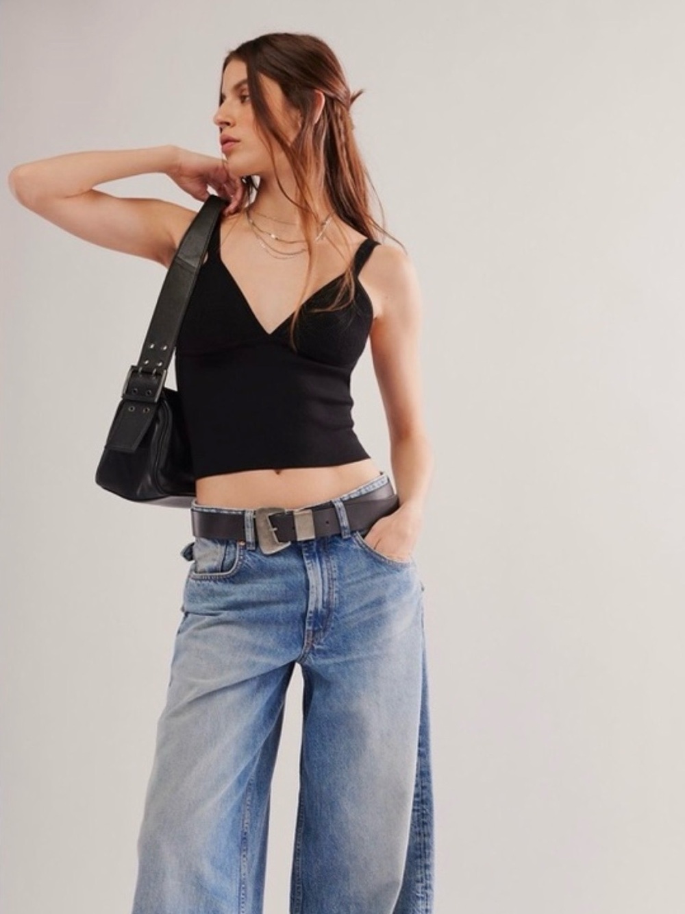 Free People Intimately Teagan Swit Cami Black, size L, like new!